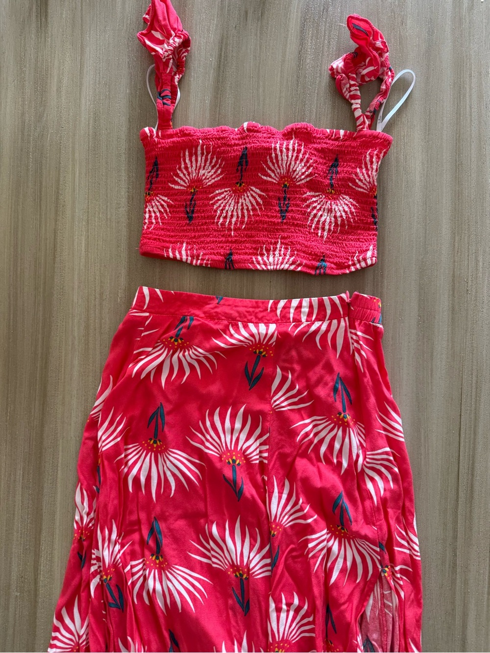 Lulus Floral Two Piece Cropped Top and Skirt Set